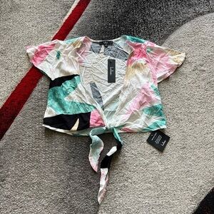 Lulu’s Colorful Tie Front Top
